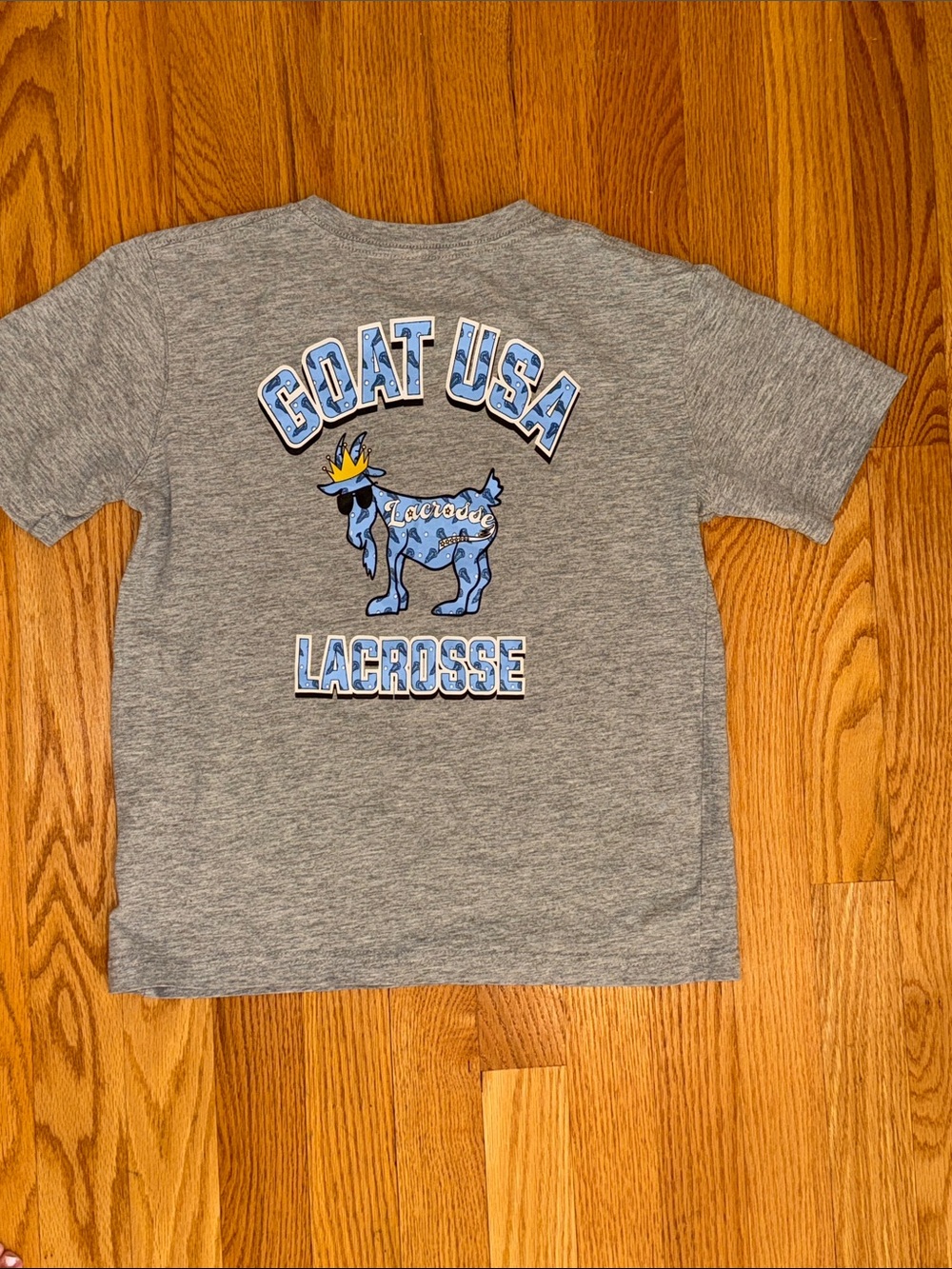 🐐 🥍 GOAT USA Lacrosse Kids Gray Graphic Tee youth medium